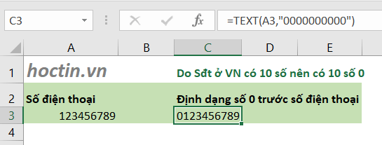 Cách Viết Số 0 Ở Đầu Số Điện Thoại Trong Excel Bằng Hàm Text