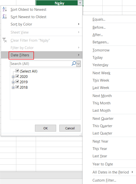 Cách Lọc Dữ Liệu Định Dạng Ngày Tháng Trong Excel Với Date Filter
