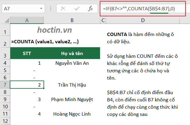 Cách Đánh Số Thứ Tự Có Điều Kiện Trong Excel