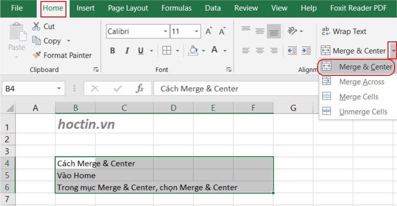 Ví Dụ Merge & Center Gộp Ô Trong Excel Và Căn Lề Chính Giữa