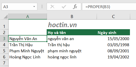 Cách Viết Hoa Chữ Cái Đầu Trong Excel Bằng Hàm Proper