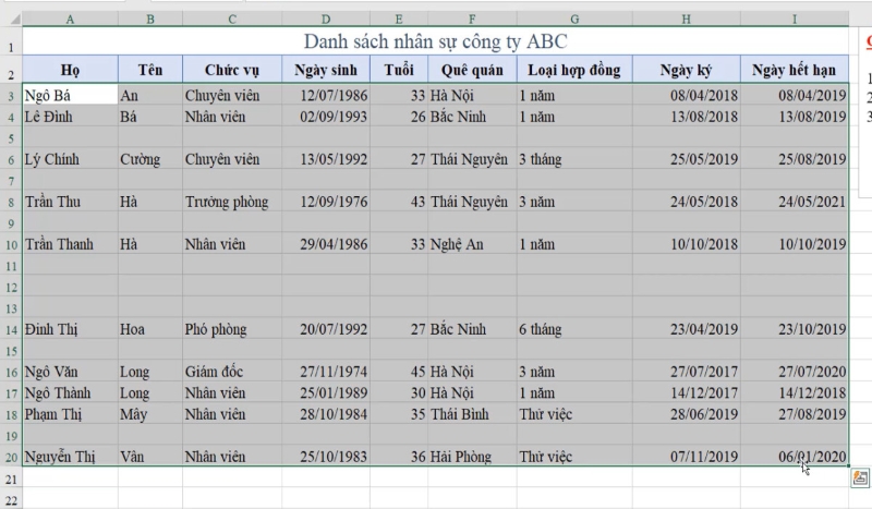 các trường hợp cần thực hiện xóa dòng trống trong Excel