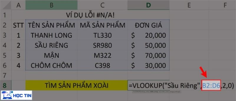 Bôi đen phạm vi dữ liệu cần cố định