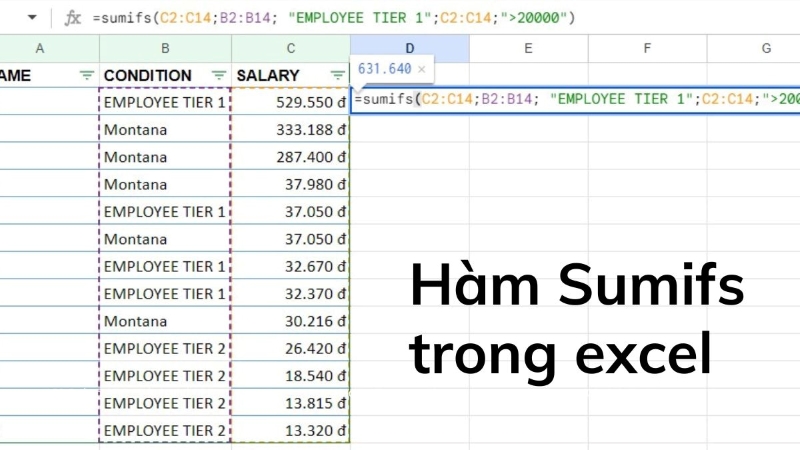 hạn chế của hàm SUMIFS trong Excel