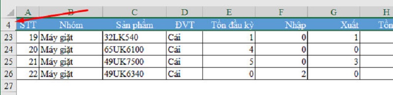 các hàng có thể bị ẩn đi và không hiển thị đúng như bạn mong muốn