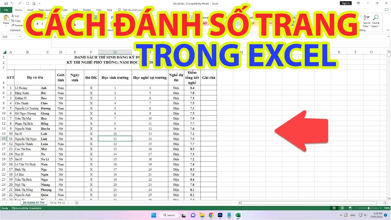 Đánh số trang trong Excel là gì