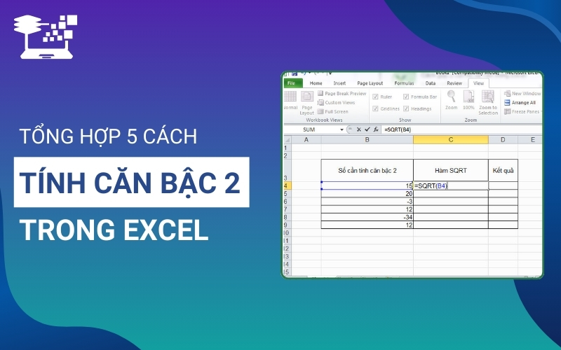 cách tính căn bậc 2 trong excel