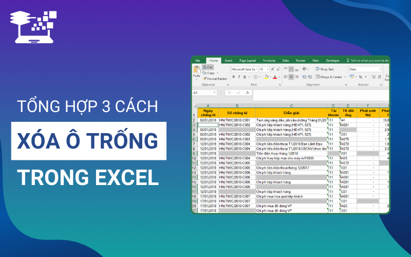 cách xóa ô trống trong excel