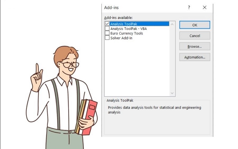 tích chọn Analysis Toolpak