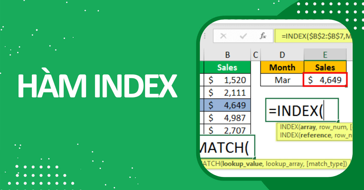 Cú pháp hàm INDEX