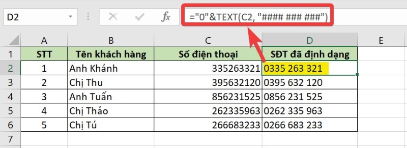 Định dạng số điện thoại không có mã vùng