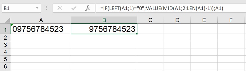 sử dụng hàm IF kết hợp với các hàm khác để loại bỏ số 0 ở đầu