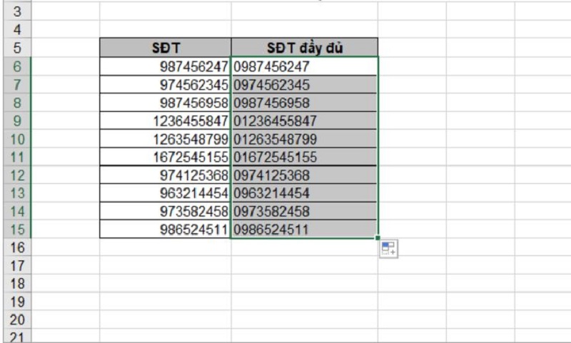 lý do dãy số không hiện số 0 ở trước trong Excel