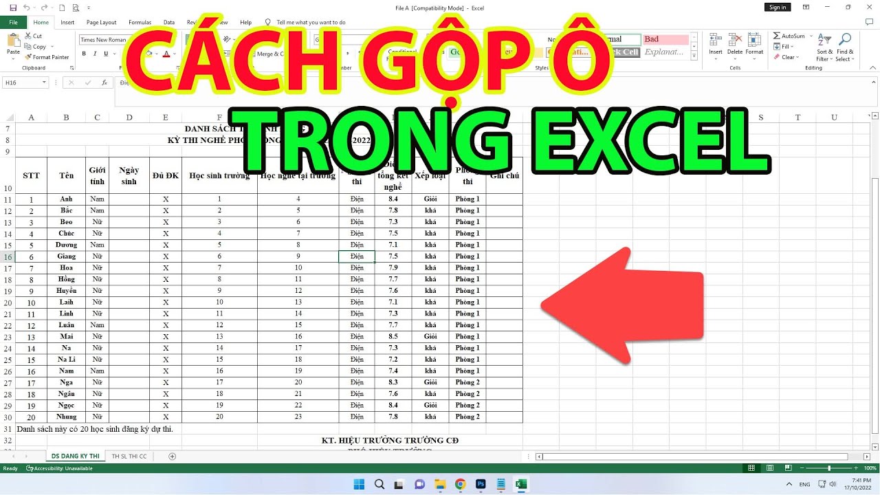 Gộp ô trong Excel là g