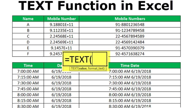 Hàm TEXT trong Excel