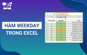 hàm lấy thứ trong excel