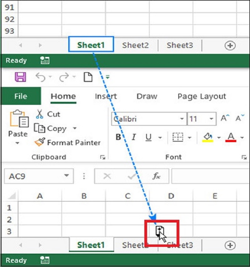 bấm chọn sheet cần copy, giữ phím Ctrl và kéo thả sang file đích