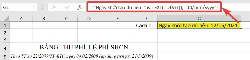 Dùng toán tử & để nối chuỗi ký tự với hàm TEXT