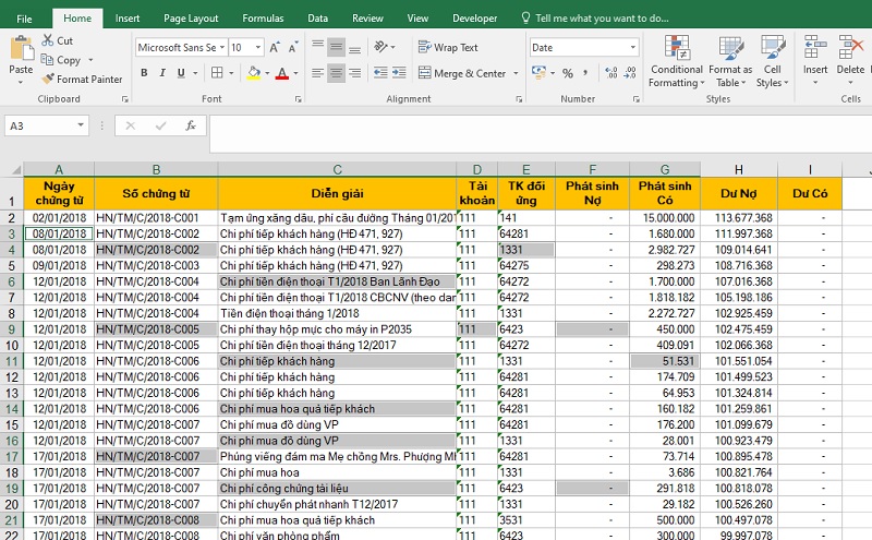 kết quả sau khi xóa ô trống trong Excel bằng Go To Special