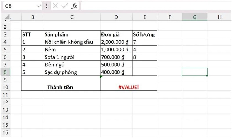 Lỗi #VALUE! khi dùng hàm SUMPRODUCT