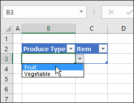 Tạo drop-down list trong danh sách chính