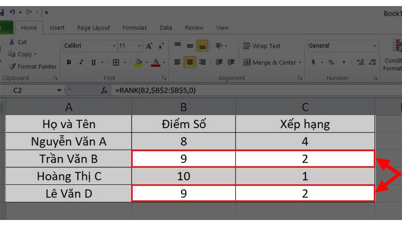 trường hợp có nhiều học sinh có điểm số trùng nhau