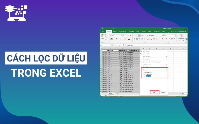 cách lọc dữ liệu trong excel