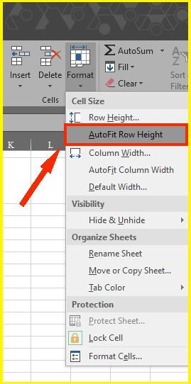 chọn AutoFit Row Height