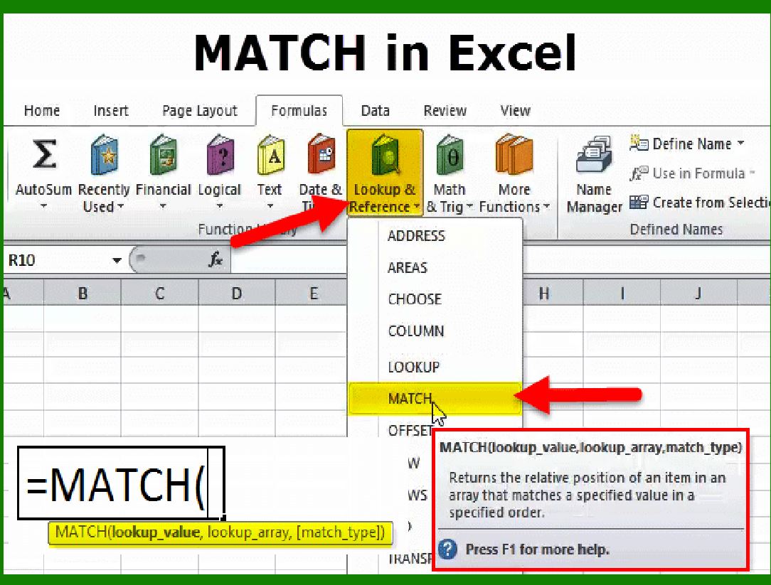 Cú pháp hàm MATCH trong Excel