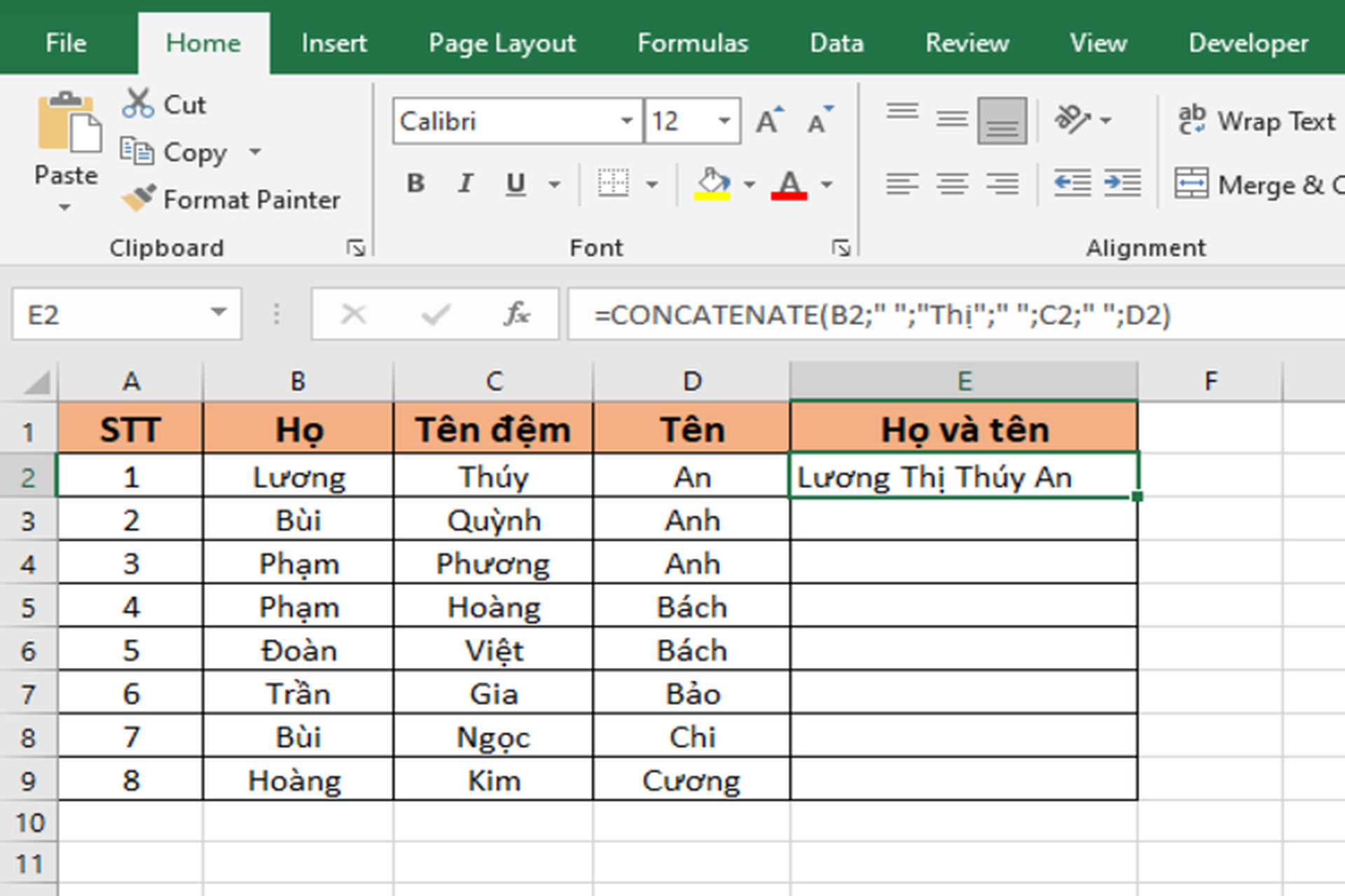 Hàm nối chuỗi trong Excel là gì