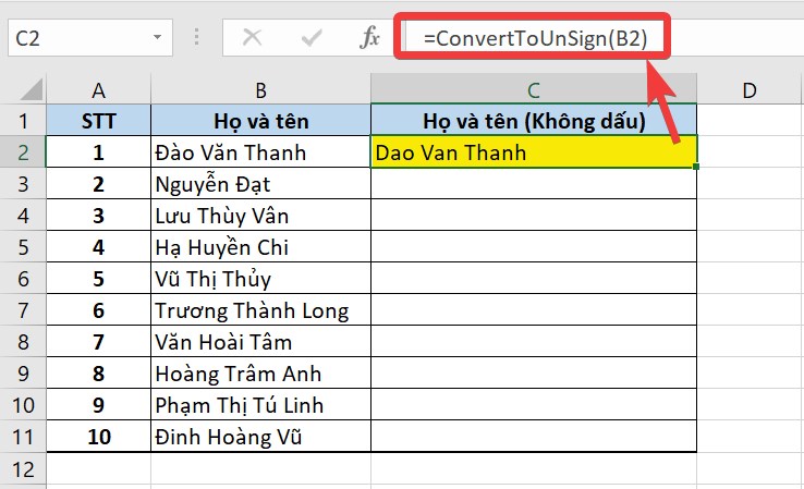 Sử dụng hàm tự tạo trong Excel