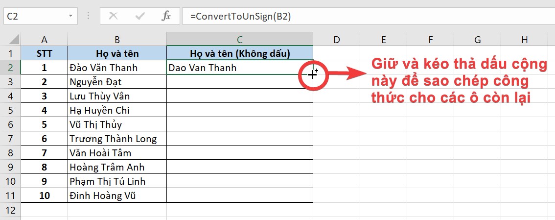 sao chép công thức này sang các ô khác