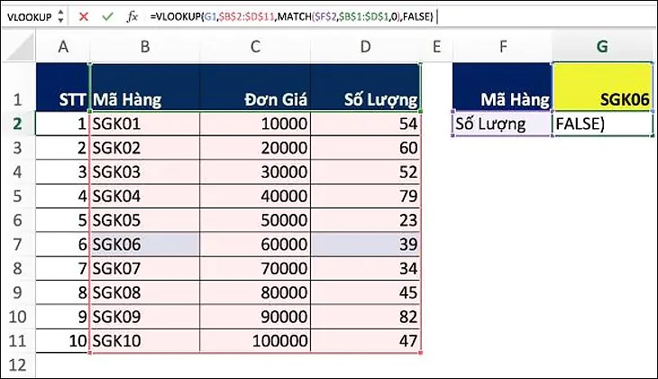 Hàm VLOOKUP yêu cầu nhập số thứ tự cột tham chiếu thủ công