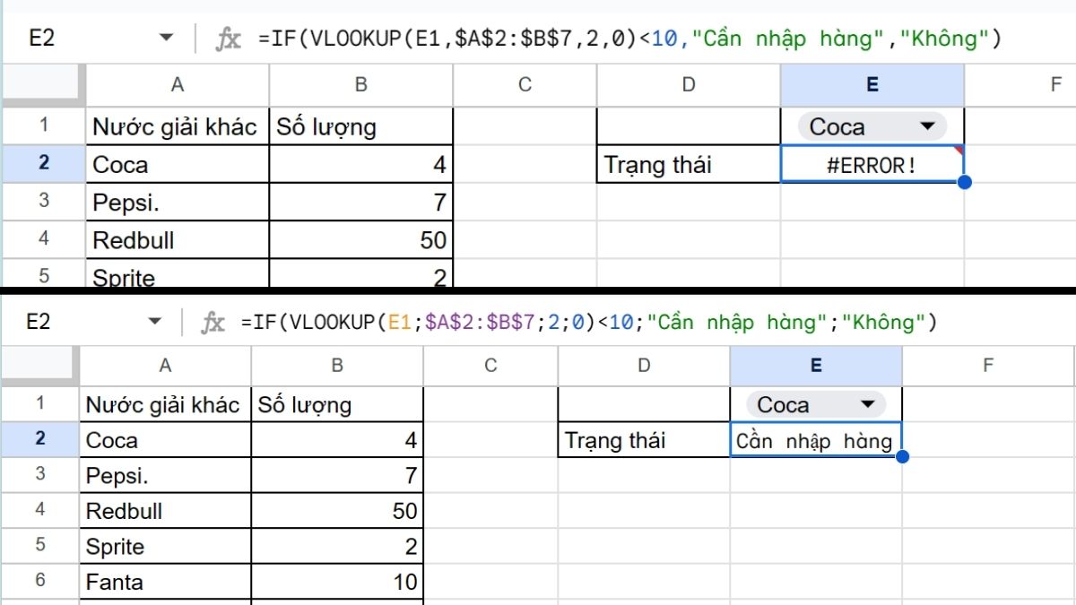 sửa dấu phân cách trong công thức