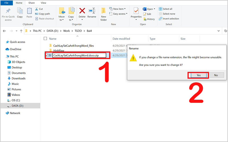 Thêm phần mở rộng .zip vào cuối tên file
