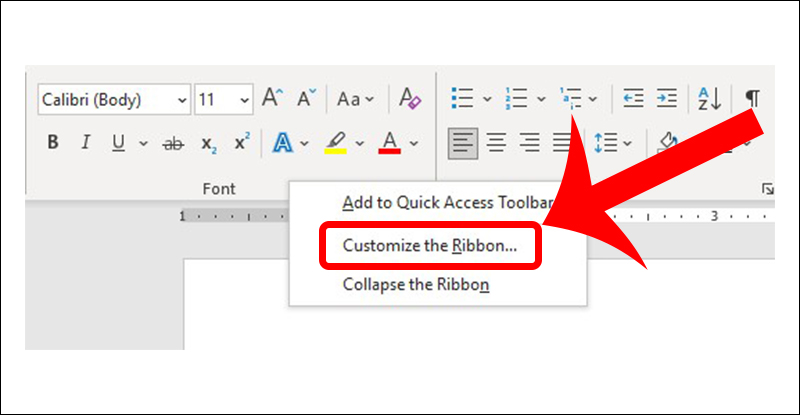 chọn Customize the Ribbon