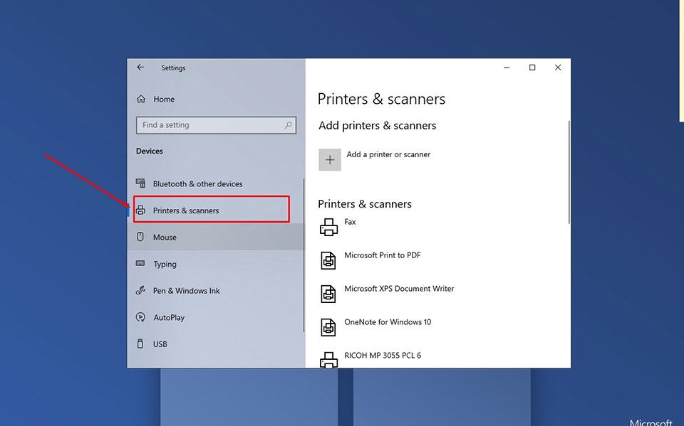 chọn Printers & scanners