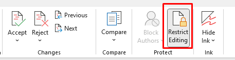 Nhấn vào mục Restrict Editing