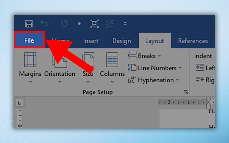 nhấp vào tab File