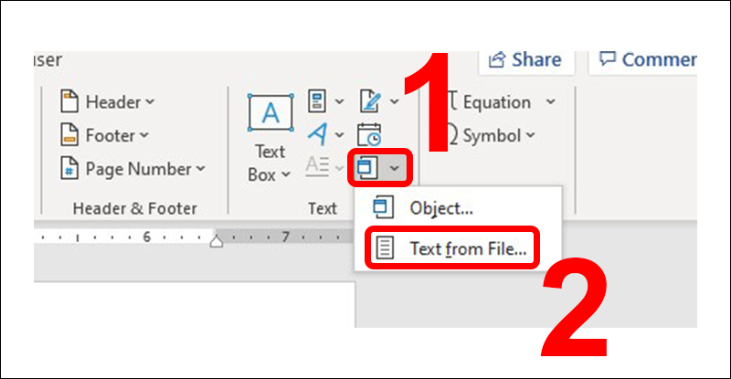 chọn mục Text from File