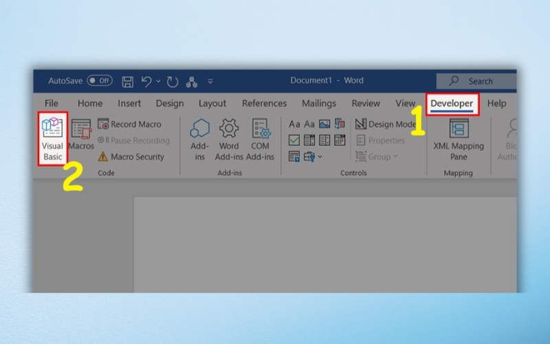 nhấp vào Visual Basic
