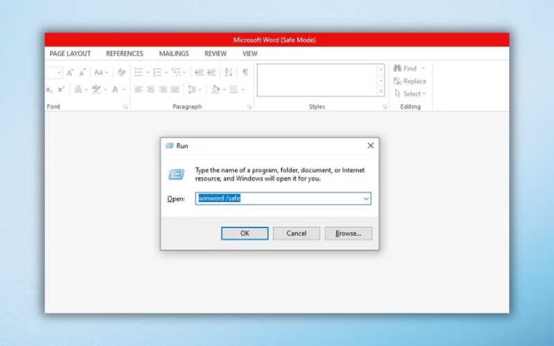 Khởi chạy Microsoft Word ở chế độ Safe Mode
