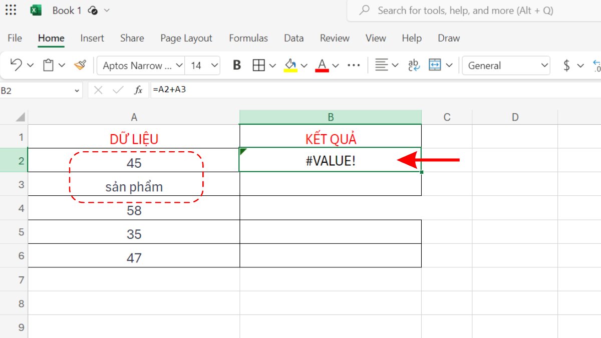 lỗi VALUE trong Excel