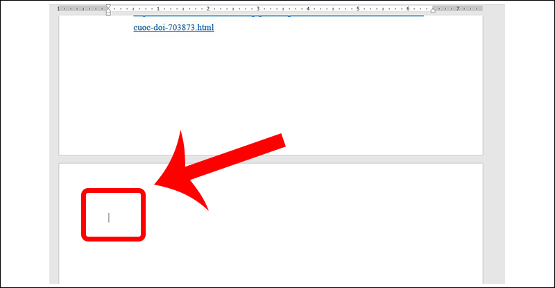 hấn tổ hợp phím Ctrl + Enter để tạo trang mới và chèn thêm file Word khác