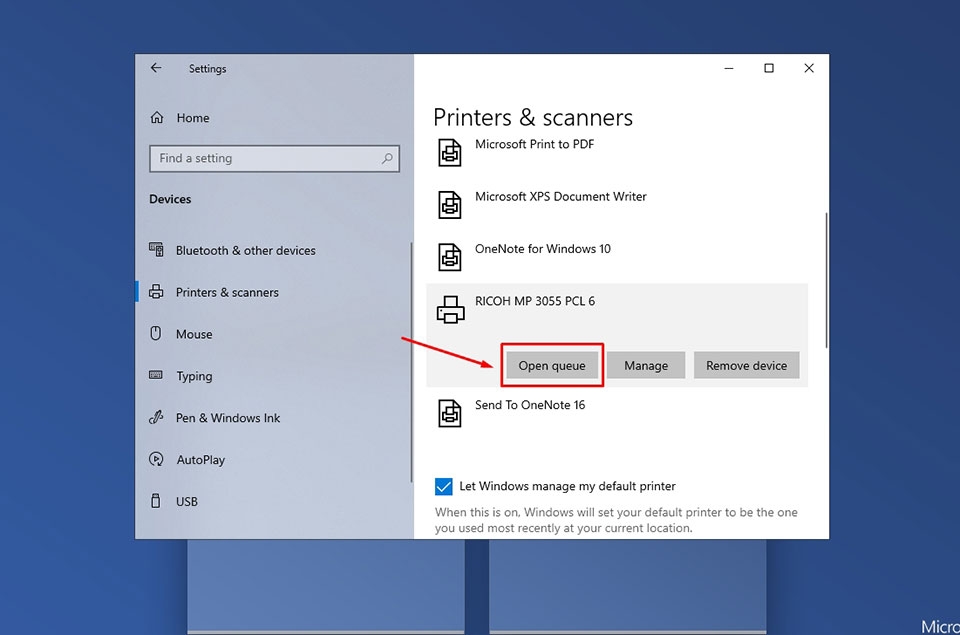 nhấn vào tùy chọn Open queue