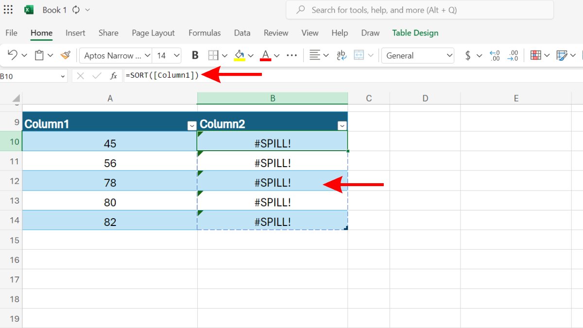 Dùng công thức mảng động trong bảng Excel