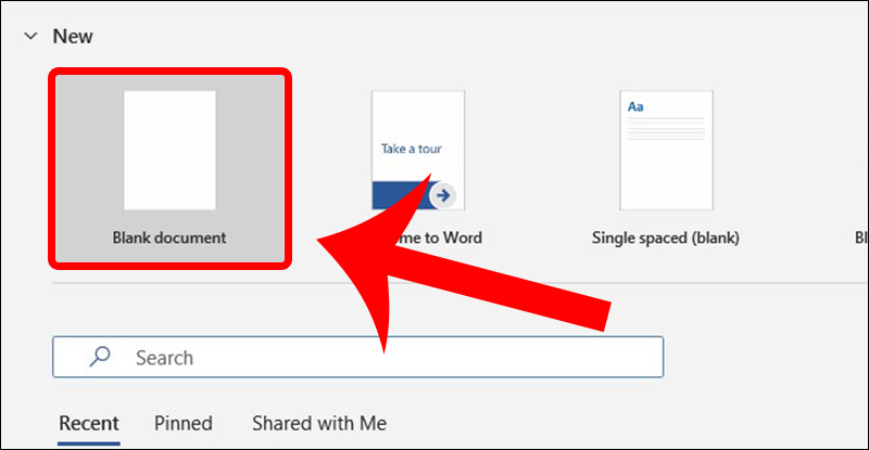 Mở một file Word mới