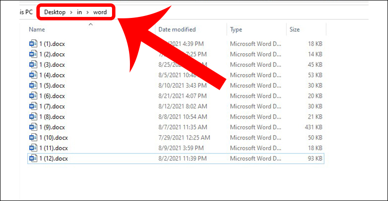Tập hợp tất cả các file Word cần in vào cùng một thư mục
