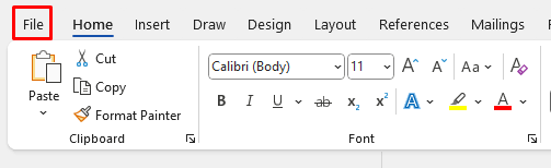 Vào tab File