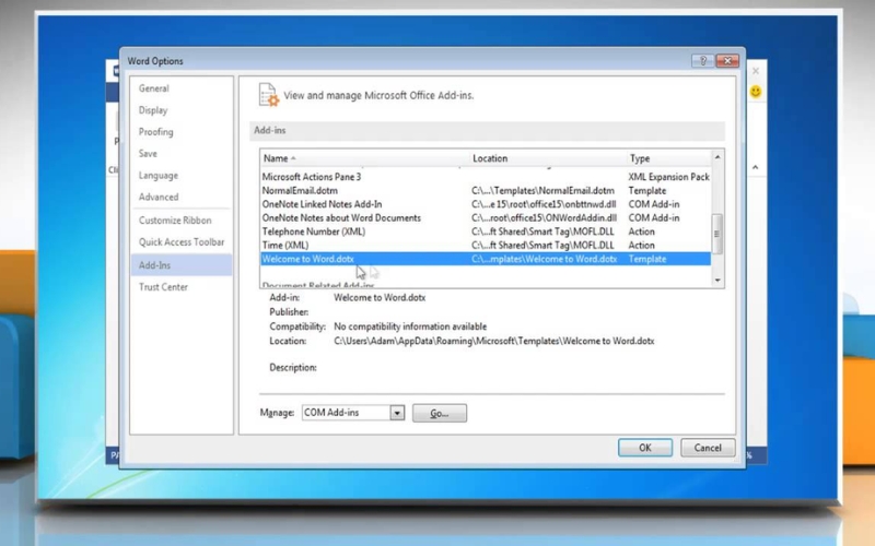 Vô hiệu hóa các add-in gây xung đột với Word